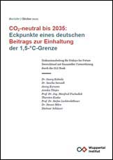 Titelseite des Berichts vom Wuppertal Institut CO2-neutral bis 2035