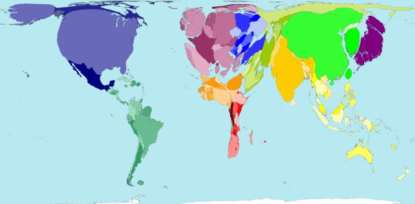 Worldmapper-Karte: Ökologischer Fussabdruck